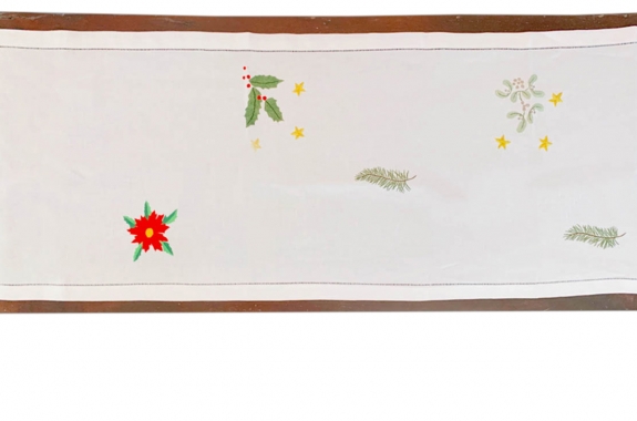 Christmas table runner-Ornament embroidery